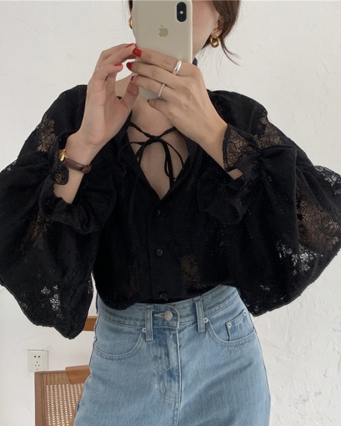 Sheer lace blouse