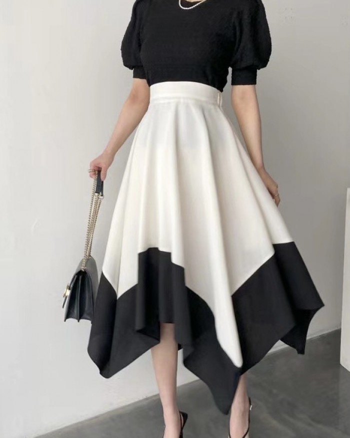 Asymmetrical colorblock skirt