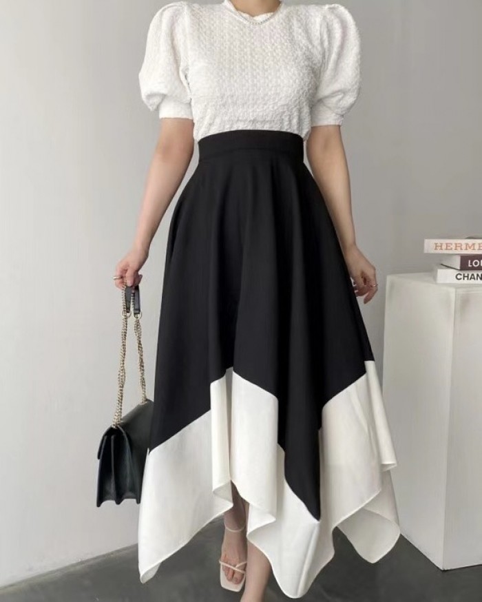 Asymmetrical colorblock skirt
