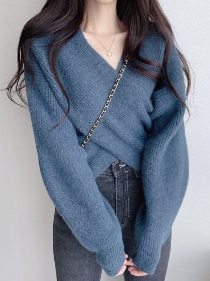 Crisscross wrap knit cardigan