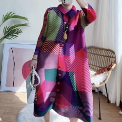 Pleated multicolor button tunic