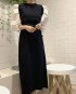 Combination contrast knit dress