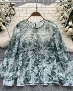 Sheer floral blouse