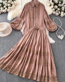 Lace trim blouse and skirt set