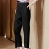 Pleated straight pants