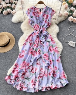 Floral asymmetrical dress