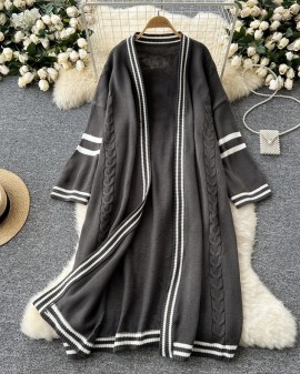 Long open knit cardigan