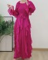 Pleated long ruffle dress