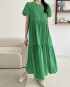 Puff sleeve pleat dress