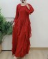 Pleated long ruffle dress