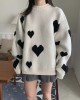 Heart motif knit pullover