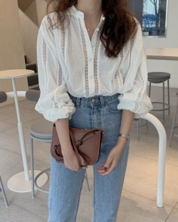 Crotchet panel blouse