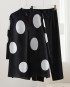 Pleated polka dot blouse and pants set