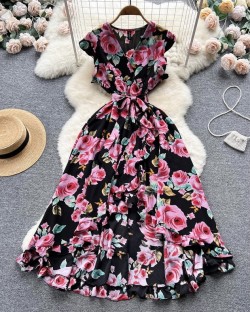 Floral asymmetrical dress