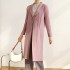 Pleated long single button cardigan