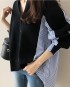 Combination stripe knit cardigan