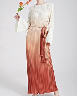 Pleated Ombre dress with sash