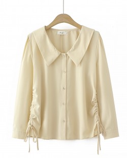 LM+ Ruched waist button blouse