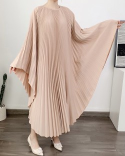 Pleated flare batwing dress