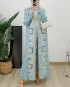 Pleated long motif cardigan