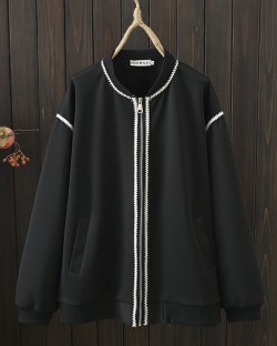 LM+ Accented hem zipper jacket