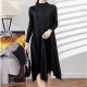 Pleated sheer sleeve dress