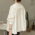 Pan collar blouse with pleated back