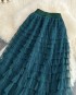 Long candy color ruffle skirt