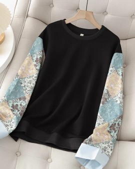 LM+ Floral motif sleeve pullover