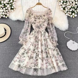 Floral embroidered lace dress