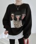 Graffiti face motif pullover