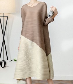 Colorblock pleated tunic dress