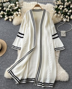 Long open knit cardigan