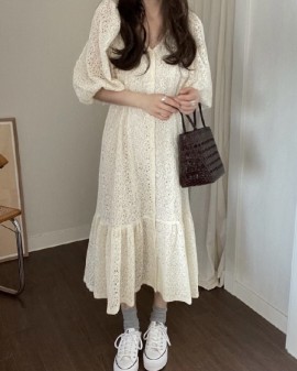 Lace button dress