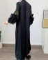 Pleated long dress with sheer sleeves