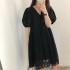 Puff sleeve eyelet dress