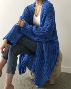 Long cable knit cardigan