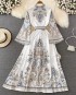 Flare sleeve baroque dress