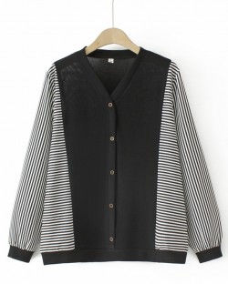 LM+ Stripe button cardigan