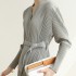 Pleated cardigan with sash