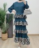 Pleated motif tiered dress