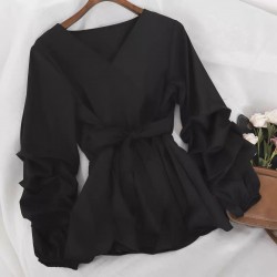 Blouse with Ruched Sleeves h1