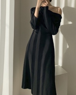 Asymmetrical off shoulder dress