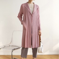 Pleated long single button cardigan