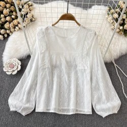 Eyelet embroidery blouse