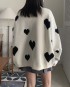 Heart motif knit pullover