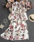 Floral motif button dress