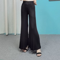 Pleated flare palazzo pants