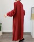 Pleated long dress with sheer sleeves