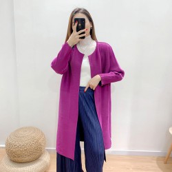 Pleated long two-way cardigan